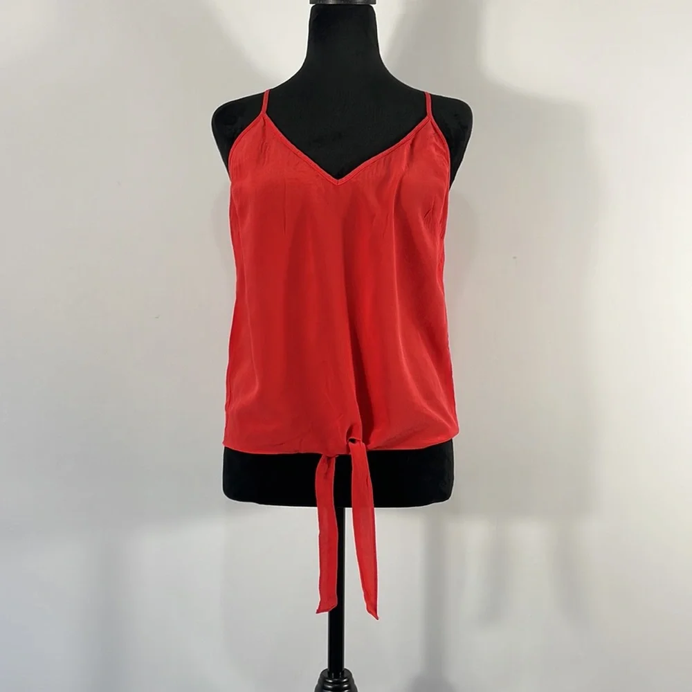 Bebe Red silky soft Cami,spaghetti strap’s,front tie waist,V-neck,Sleeveless - Picture 12 of 12